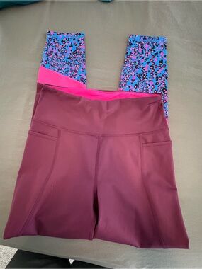 Lilly Pulitzer Maroon leggings with Pink & Blue Printed Leggings